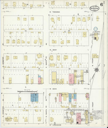 Sanborn Fire Insurance Map from Norman, Cleveland County, Oklahoma (1914), Sheet #0006 - Complete Map Set gallery image, historic Sanborn map, vintage wall art, Oklahoma Oklahoma