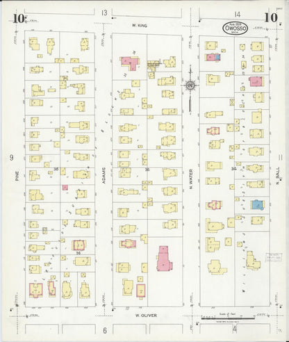 Sanborn Fire Insurance Map from Owosso, Shiawassee County, Michigan (1924), Sheet #0010 - Complete Map Set gallery image, historic Sanborn map, vintage wall art, Michigan Michigan