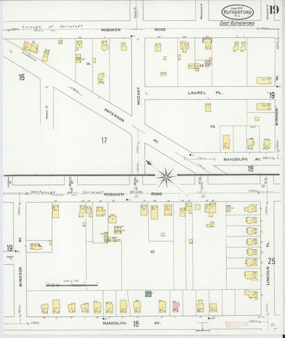 Sanborn Fire Insurance Map from Rutherford, Bergen County, New Jersey (1909), Sheet #0019 - Complete Map Set gallery image, historic Sanborn map, vintage wall art, New Jersey New Jersey