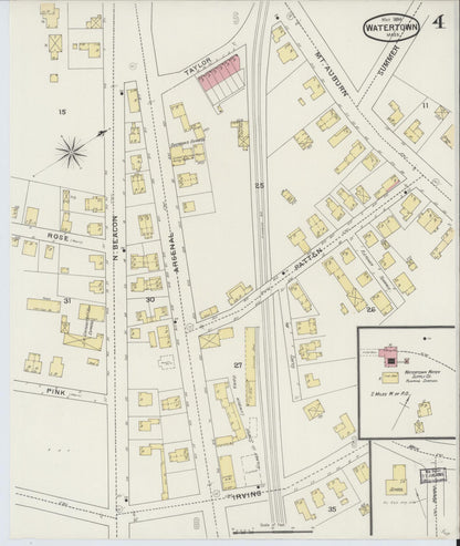 Sanborn Fire Insurance Map from Watertown, Middlesex County, Massachusetts (1894), Sheet #0004 - Complete Map Set gallery image, historic Sanborn map, vintage wall art, Massachusetts Massachusetts