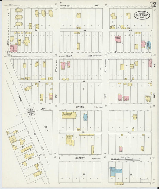 Sanborn Fire Insurance Map from Durango, La Plata County, Colorado (1898), Sheet #0002 - Historic Sanborn Fire Insurance Map Print, vintage old map wall art, antique decor, genealogy gift, Colorado Colorado map