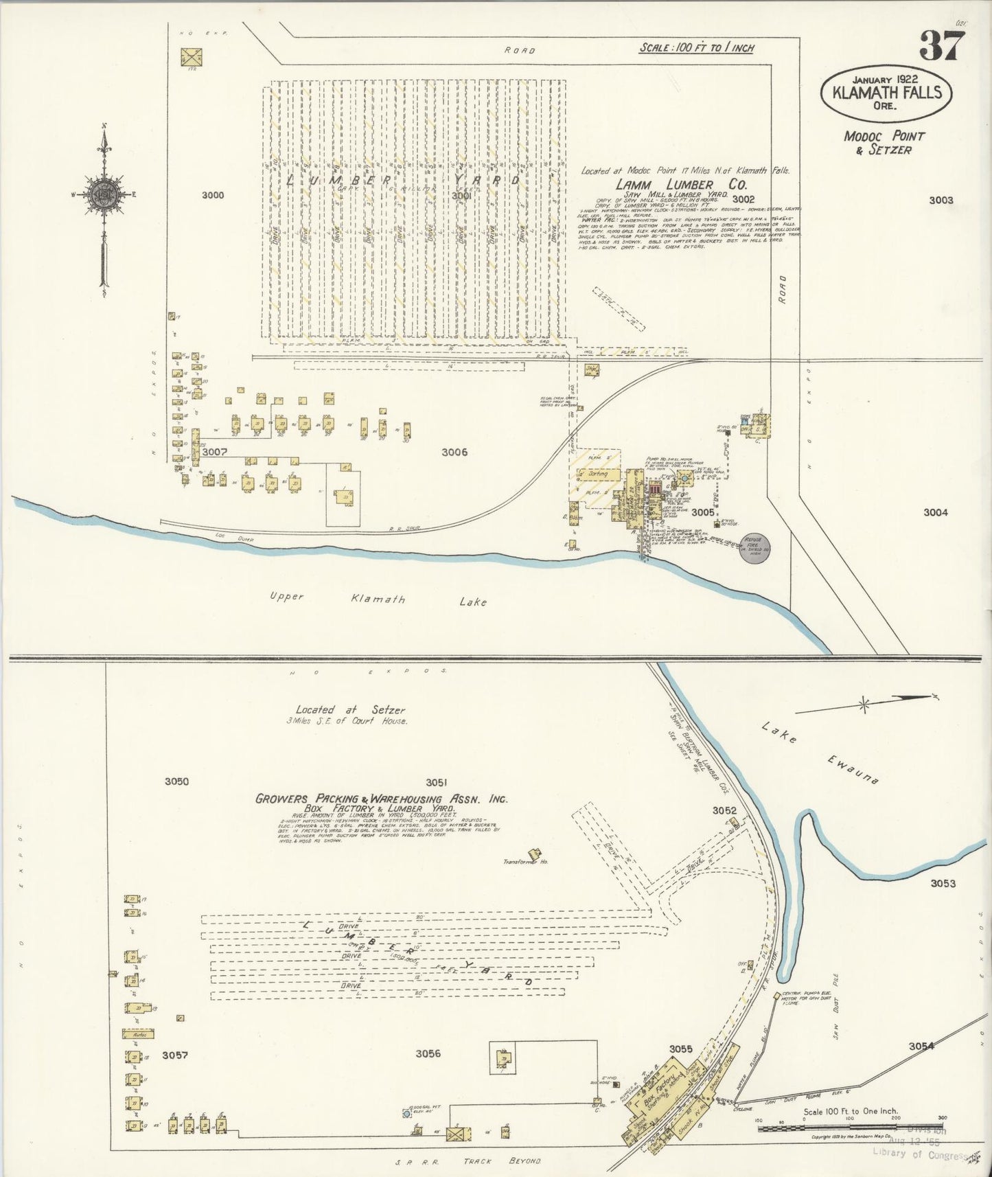 Sanborn Fire Insurance Map from Klamath Falls, Klamath County, Oregon (1921), Sheet #0037 - Complete Map Set gallery image, historic Sanborn map, vintage wall art, Oregon Oregon