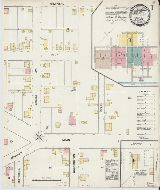 Sanborn Fire Insurance Map from Vevay, Switzerland County, Indiana (1892), Sheet #0001 - Historic Sanborn Fire Insurance Map Print, vintage old map wall art, antique decor, genealogy gift, Indiana Indiana map