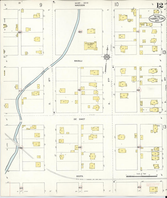 Sanborn Fire Insurance Map from Hamilton, Ravalli County, Montana (1944), Sheet #0012 - Historic Sanborn Fire Insurance Map Print, vintage old map wall art, antique decor, genealogy gift, Montana Montana map