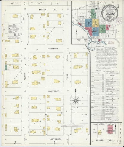 Sanborn Fire Insurance Map from Windom, Cottonwood County, Minnesota (1907), Sheet #0001 - Historic Sanborn Fire Insurance Map Print, vintage old map wall art, antique decor, genealogy gift, Minnesota Minnesota map