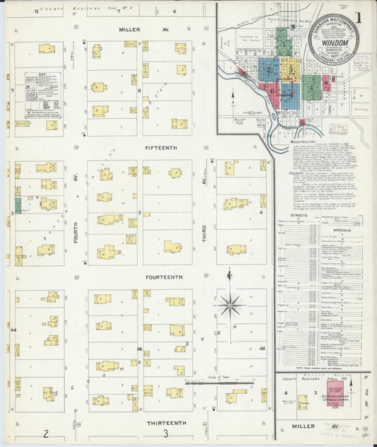 Sanborn Fire Insurance Map from Windom, Cottonwood County, Minnesota (1907), Sheet #0001 - Historic Sanborn Fire Insurance Map Print, vintage old map wall art, antique decor, genealogy gift, Minnesota Minnesota map