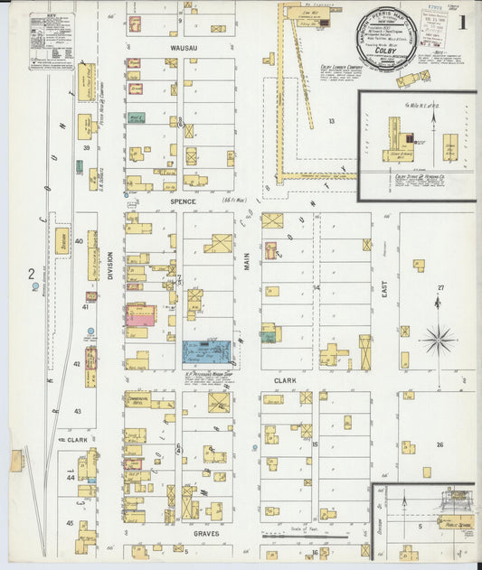 Sanborn Fire Insurance Map from Colby, Clark and Marathon Counties, Wisconsin (1900), Sheet #0001 - Historic Sanborn Fire Insurance Map Print, vintage old map wall art, antique decor, genealogy gift, Wisconsin Wisconsin map