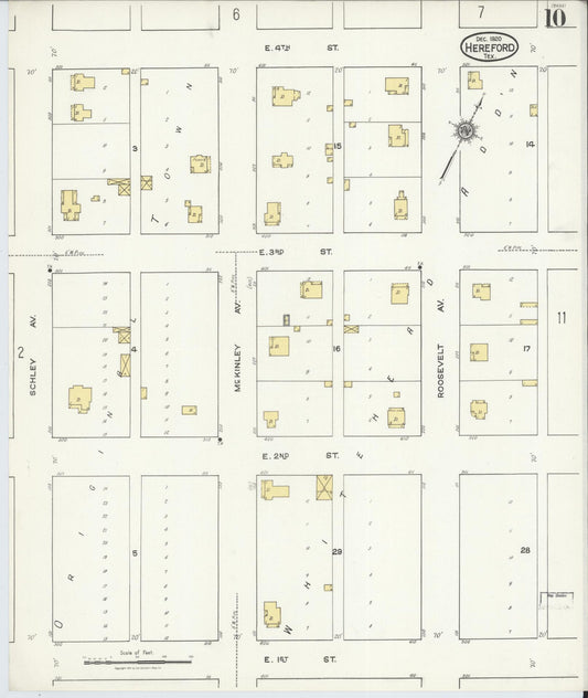 Sanborn Fire Insurance Map from Hereford, Deaf Smith County, Texas (1920), Sheet #0010 - Historic Sanborn Fire Insurance Map Print, vintage old map wall art, antique decor, genealogy gift, Texas Texas map