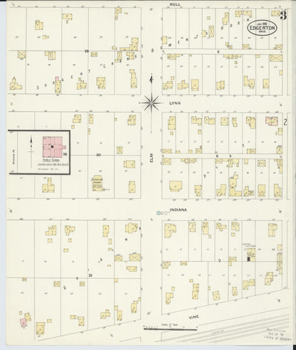 Sanborn Fire Insurance Map from Edgerton, Williams County, Ohio (1908), Sheet #0003 - Historic Sanborn Fire Insurance Map Print, vintage old map wall art, antique decor, genealogy gift, Ohio Ohio map