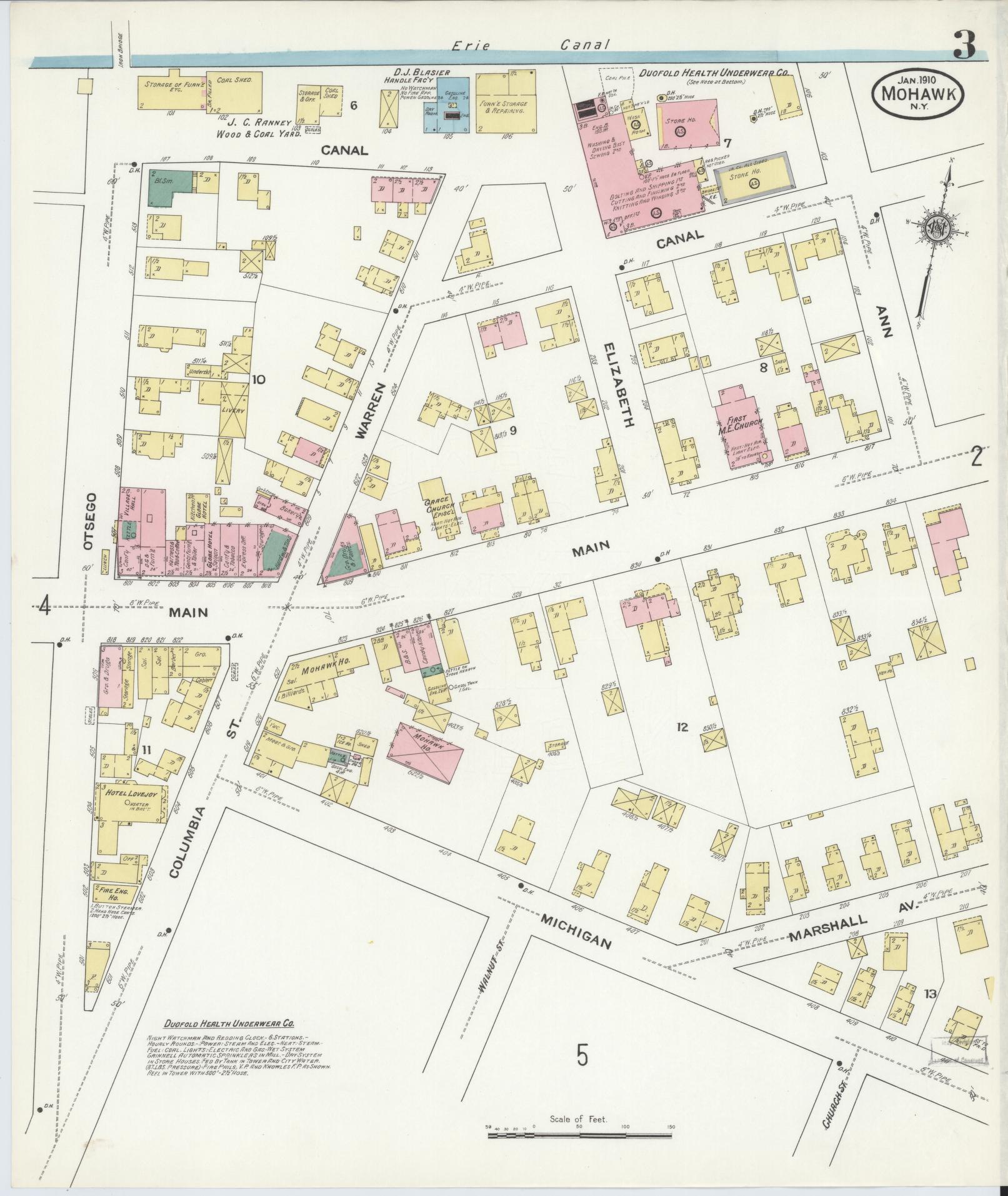Sanborn Fire Insurance Map from Mohawk, Herkimer County, New York (1910), Sheet #0003 - Historic Sanborn Fire Insurance Map Print, vintage old map wall art, antique decor, genealogy gift, New York New York map