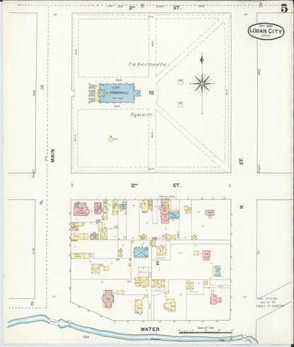 Sanborn Fire Insurance Map from Logan, Cache County, Utah (1890), Sheet #0005 - Complete Map Set gallery image, historic Sanborn map, vintage wall art, Utah Utah