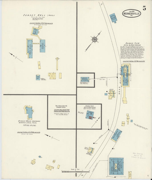 Sanborn Fire Insurance Map from Wernersville, Berks County, Pennsylvania (1914), Sheet #0005 - Historic Sanborn Fire Insurance Map Print, vintage old map wall art, antique decor, genealogy gift, Pennsylvania Pennsylvania map