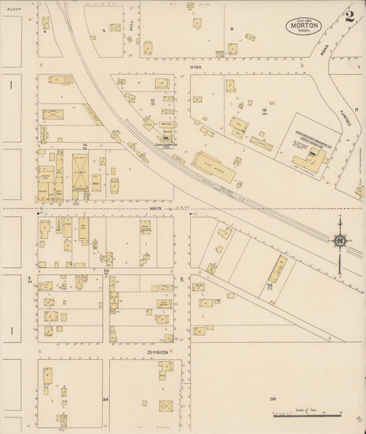 Sanborn Fire Insurance Map from Morton, Lewis County, Washington (1914), Sheet #0002 - Historic Sanborn Fire Insurance Map Print, vintage old map wall art, antique decor, genealogy gift, Washington Washington map