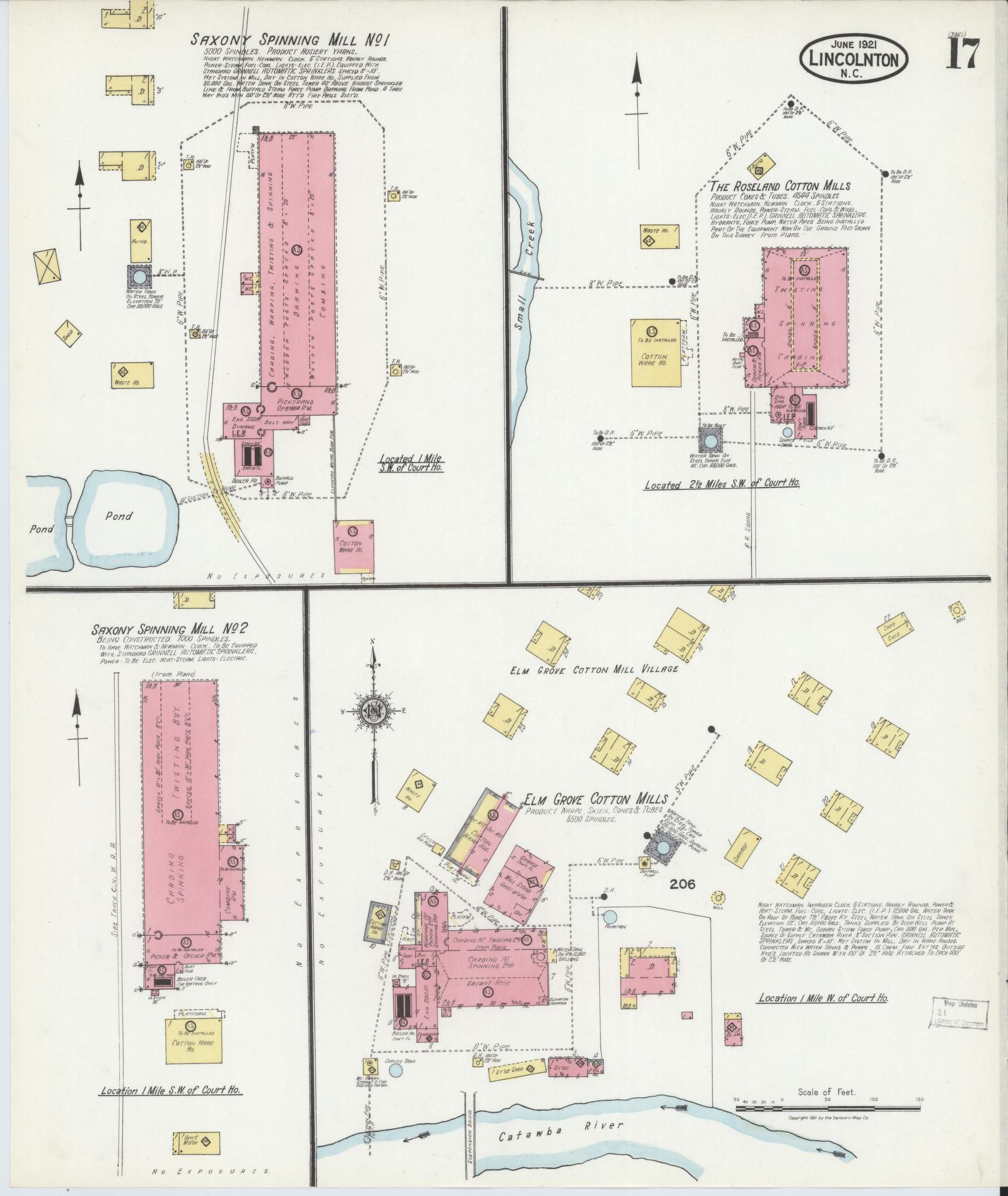 Sanborn Fire Insurance Map from Lincolnton, Lincoln County, North Carolina (1921), Sheet #0017 - Complete Map Set gallery image, historic Sanborn map, vintage wall art, North Carolina North Carolina
