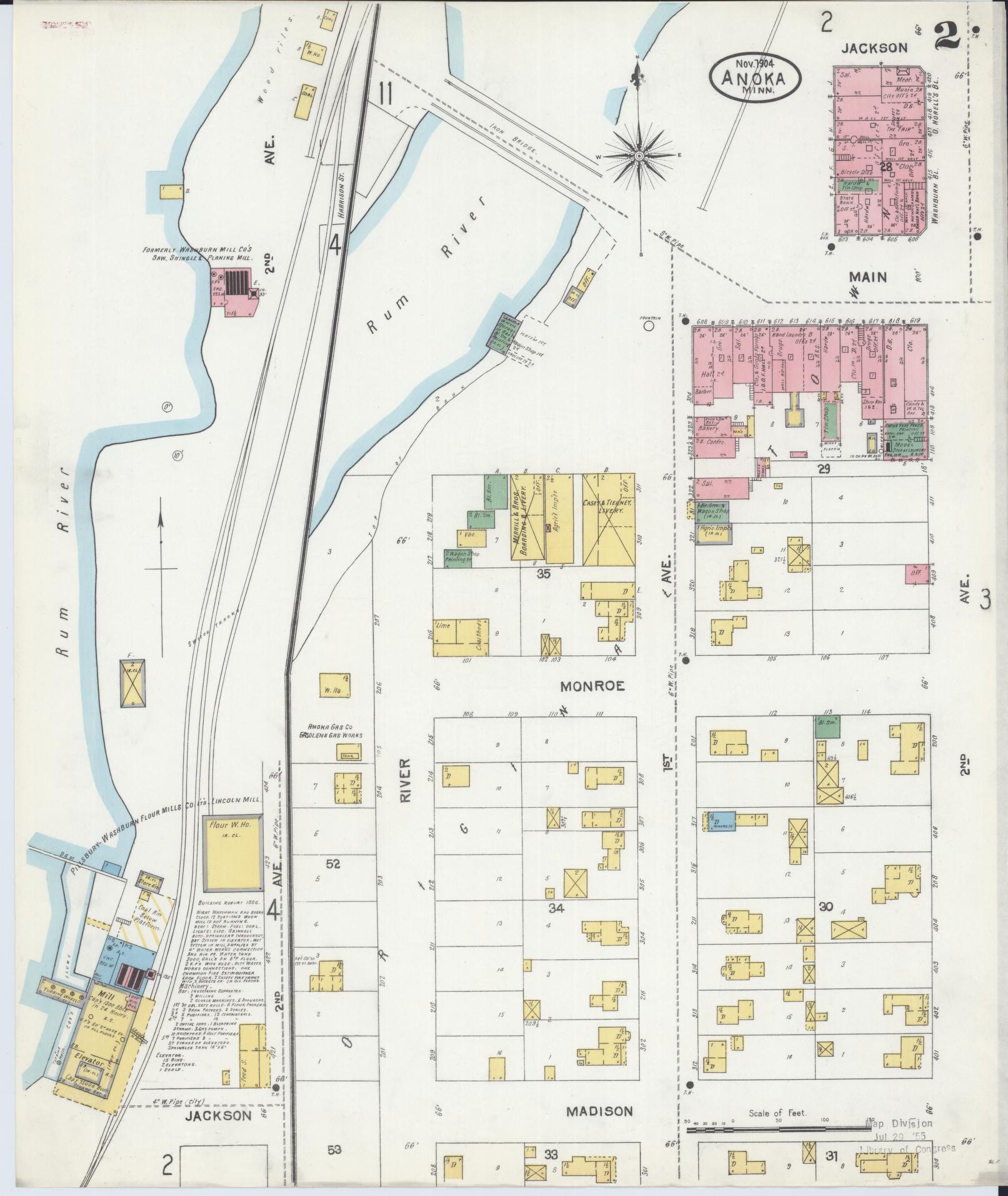 Sanborn Fire Insurance Map from Anoka, Anoka County, Minnesota (1904), Sheet #0002 - Complete Map Set gallery image, historic Sanborn map, vintage wall art, Minnesota Minnesota