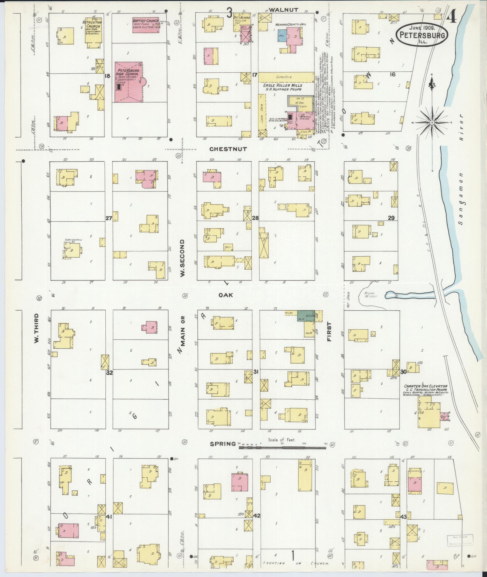 Sanborn Fire Insurance Map from Petersburg, Menard County, Illinois (1909), Sheet #0004 - Complete Map Set gallery image, historic Sanborn map, vintage wall art, Illinois Illinois