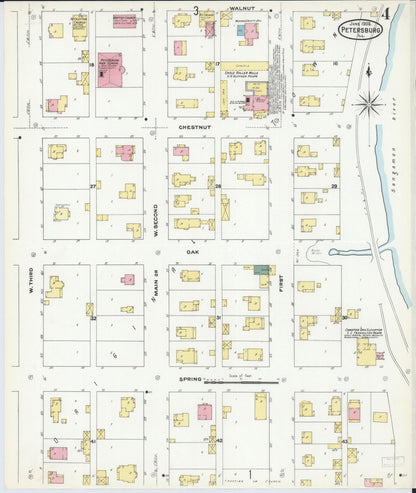 Sanborn Fire Insurance Map from Petersburg, Menard County, Illinois (1909), Sheet #0004 - Complete Map Set gallery image, historic Sanborn map, vintage wall art, Illinois Illinois