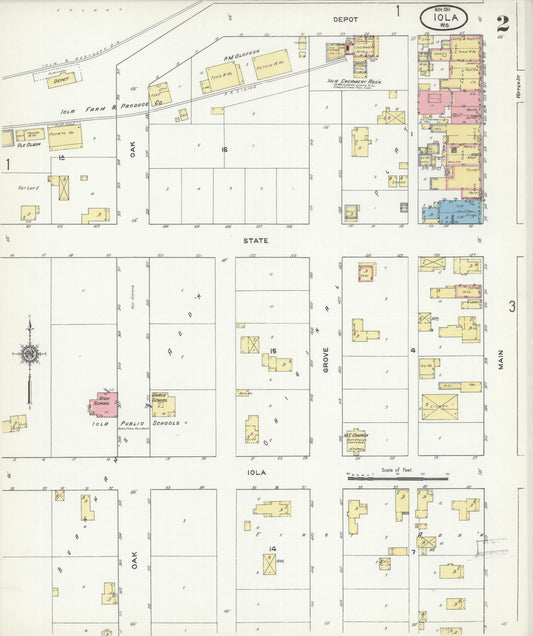 Sanborn Fire Insurance Map from Iola, Waupaca County, Wisconsin (1911), Sheet #0002 - Historic Sanborn Fire Insurance Map Print, vintage old map wall art, antique decor, genealogy gift, Wisconsin Wisconsin map
