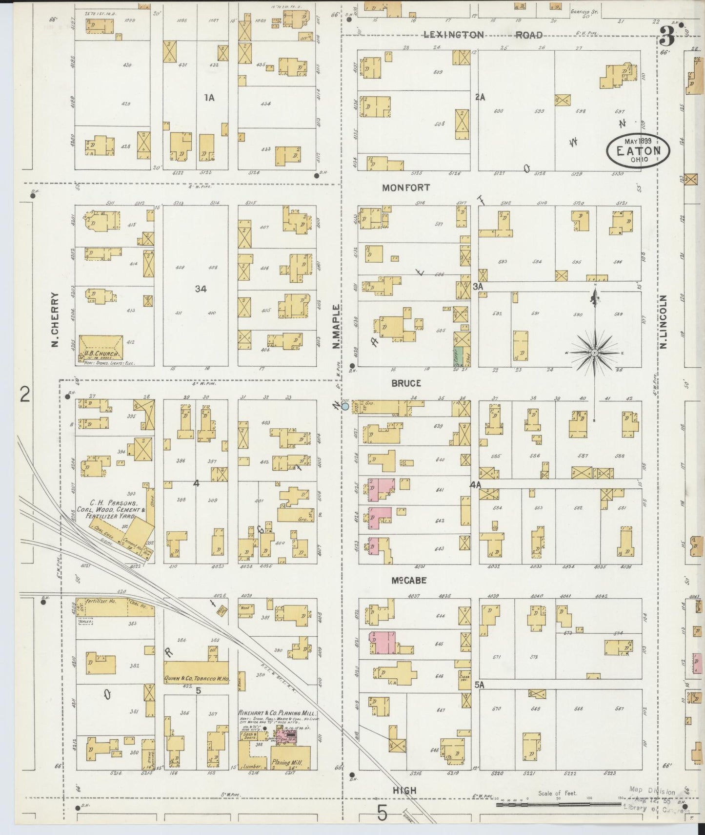 Sanborn Fire Insurance Map from Eaton, Preble County, Ohio (1899), Sheet #0003 - Complete Map Set gallery image, historic Sanborn map, vintage wall art, Ohio Ohio