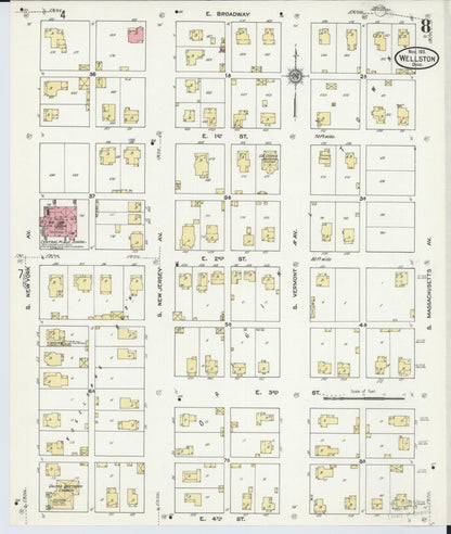 Sanborn Fire Insurance Map from Wellston, Jackson County, Ohio (1911), Sheet #0008 - Complete Map Set gallery image, historic Sanborn map, vintage wall art, Ohio Ohio