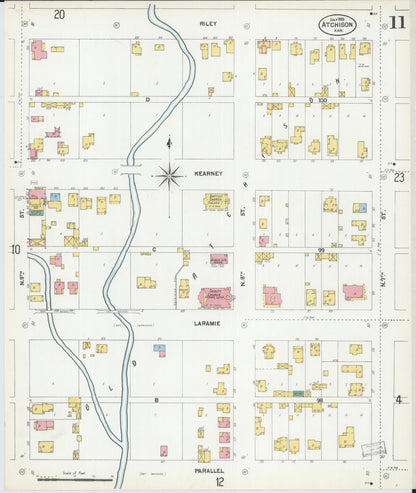 Sanborn Fire Insurance Map from Atchison, Atchison County, Kansas (1901), Sheet #0011 - Complete Map Set gallery image, historic Sanborn map, vintage wall art, Kansas Kansas