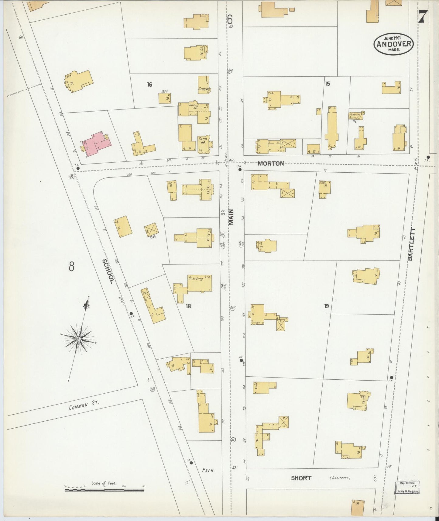 Sanborn Fire Insurance Map from Andover, Essex County, Massachusetts (1901), Sheet #0007 - Complete Map Set gallery image, historic Sanborn map, vintage wall art, Massachusetts Massachusetts