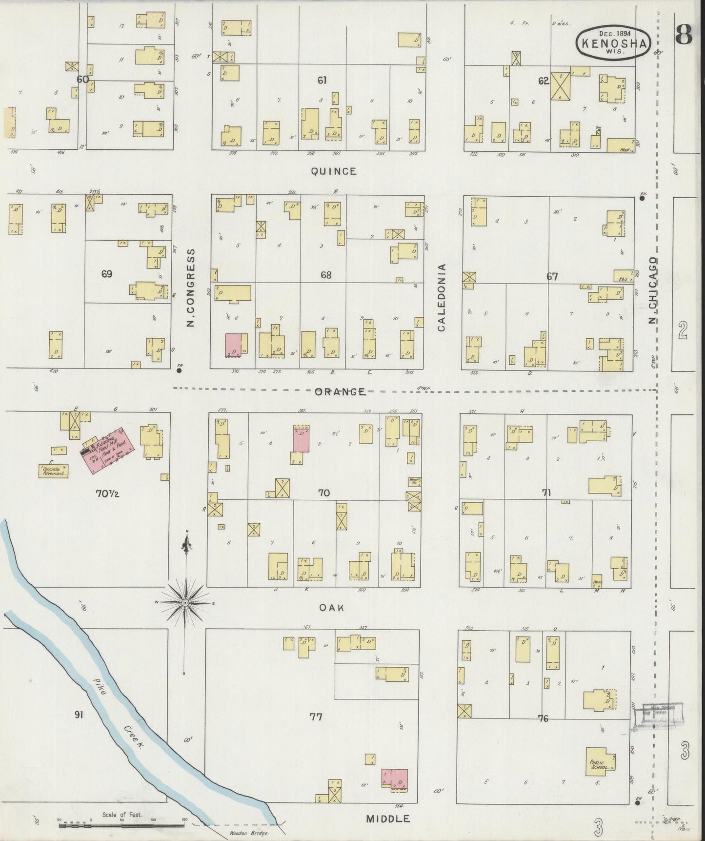 Sanborn Fire Insurance Map from Kenosha, Kenosha County, Wisconsin (1894), Sheet #0008 - Complete Map Set gallery image, historic Sanborn map, vintage wall art, Wisconsin Wisconsin