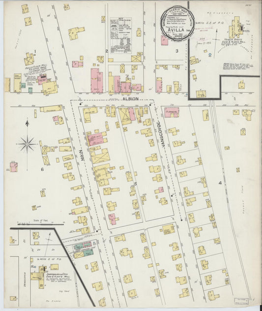 Sanborn Fire Insurance Map from Avilla, Noble County, Indiana (1892), Sheet #0001 - Historic Sanborn Fire Insurance Map Print, vintage old map wall art, antique decor, genealogy gift, Indiana Indiana map