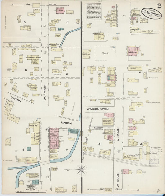 Sanborn Fire Insurance Map from Cambridge, Washington County, New York (1884), Sheet #0002 - Historic Sanborn Fire Insurance Map Print, vintage old map wall art, antique decor, genealogy gift, New York New York map