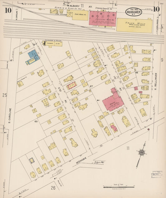 Sanborn Fire Insurance Map from Herkimer, Herkimer County, New York (1923), Sheet #0010 - Historic Sanborn Fire Insurance Map Print, vintage old map wall art, antique decor, genealogy gift, New York New York map