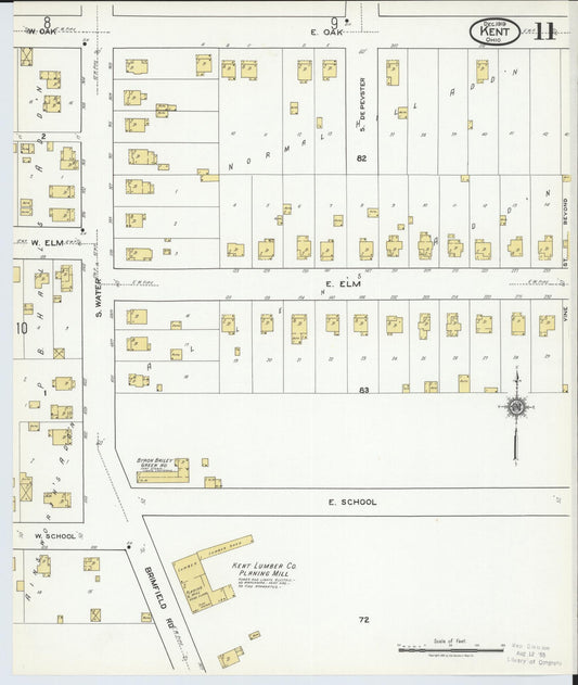 Sanborn Fire Insurance Map from Kent, Portage County, Ohio (1919), Sheet #0011 - Historic Sanborn Fire Insurance Map Print, vintage old map wall art, antique decor, genealogy gift, Ohio Ohio map