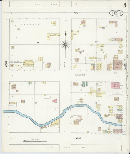 Sanborn Fire Insurance Map from Nephi, Juab County, Utah (1890), Sheet #0003 - Historic Sanborn Fire Insurance Map Print, vintage old map wall art, antique decor, genealogy gift, Utah Utah map