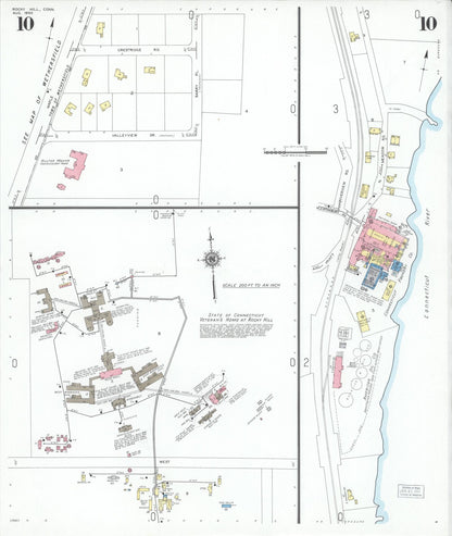 Sanborn Fire Insurance Map from Rocky Hill, Hartford County, Connecticut (1950), Sheet #0010 - Complete Map Set gallery image, historic Sanborn map, vintage wall art, Connecticut Connecticut