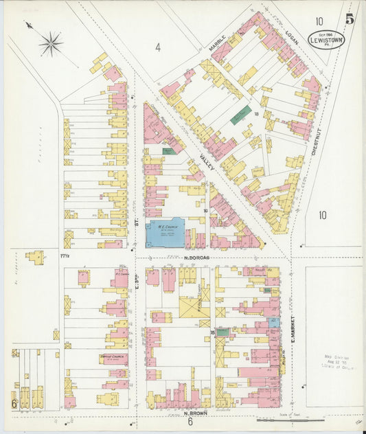 Sanborn Fire Insurance Map from Lewistown, Mifflin County, Pennsylvania (1904), Sheet #0005 - Historic Sanborn Fire Insurance Map Print, vintage old map wall art, antique decor, genealogy gift, Pennsylvania Pennsylvania map