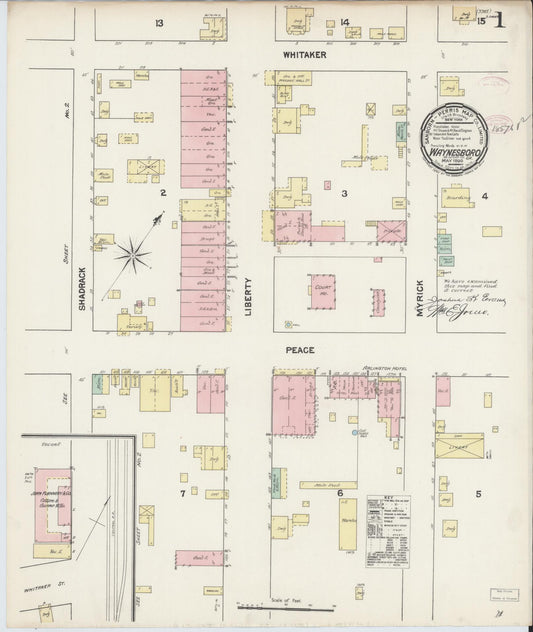 Sanborn Fire Insurance Map from Waynesboro, Burke County, Georgia (1890), Sheet #0001 - Complete Map Set gallery image, historic Sanborn map, vintage wall art, Georgia Georgia