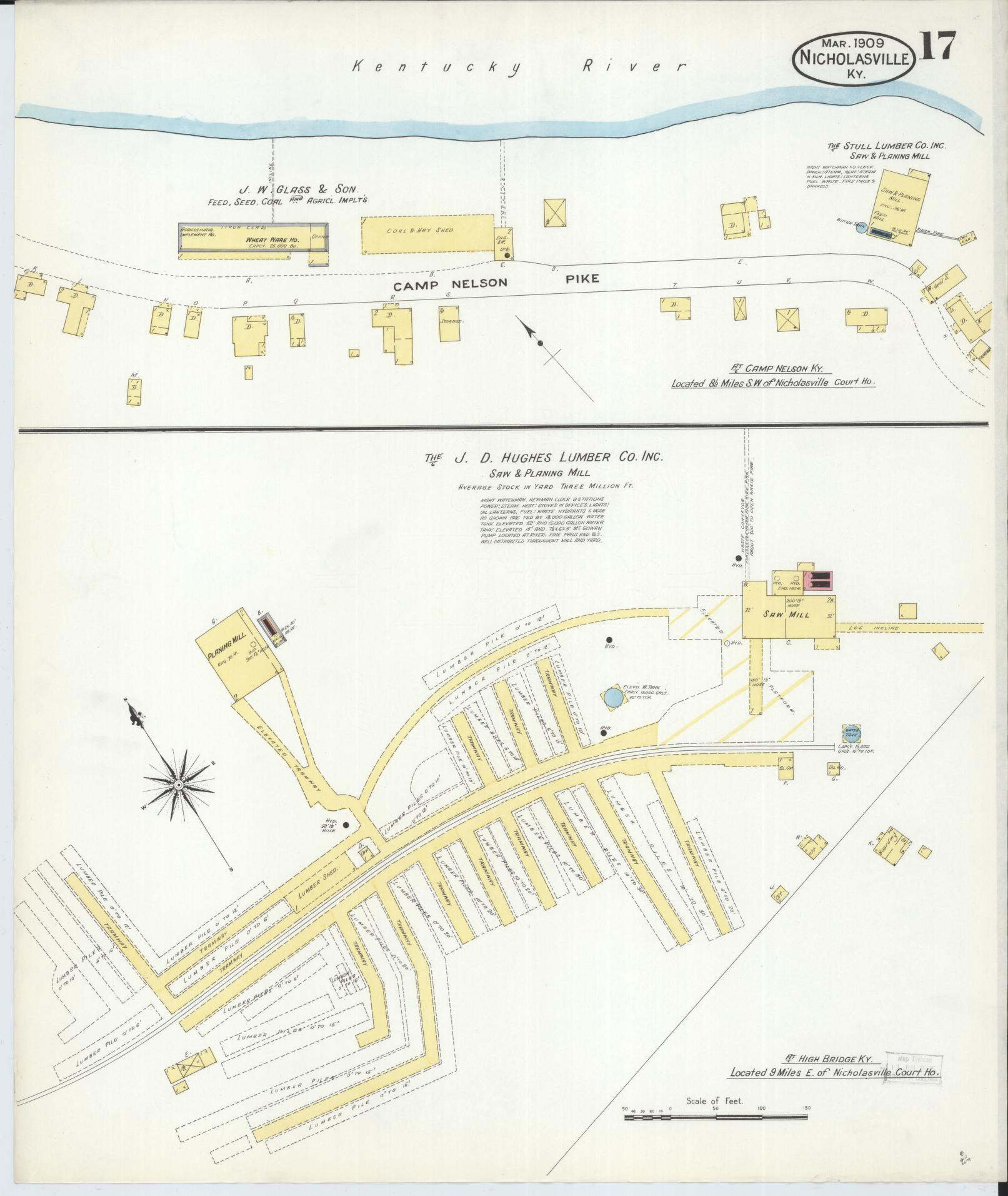 Sanborn Fire Insurance Map from Nicholasville, Jessamine County, Kentucky (1909), Sheet #0017 - Complete Map Set gallery image, historic Sanborn map, vintage wall art, Kentucky Kentucky