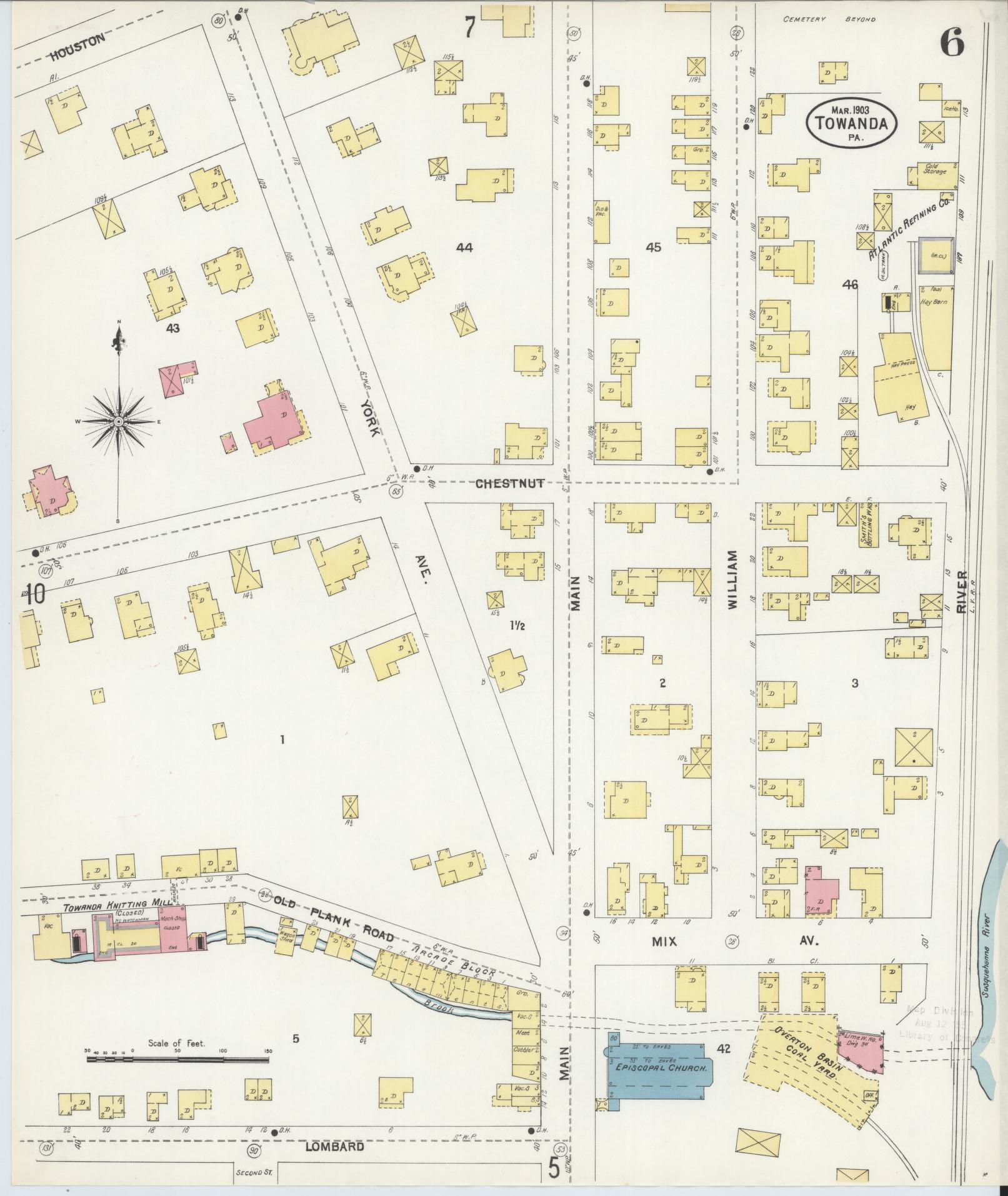 Sanborn Fire Insurance Map from Towanda, Bradford County, Pennsylvania (1903), Sheet #0006 - Complete Map Set gallery image, historic Sanborn map, vintage wall art, Pennsylvania Pennsylvania