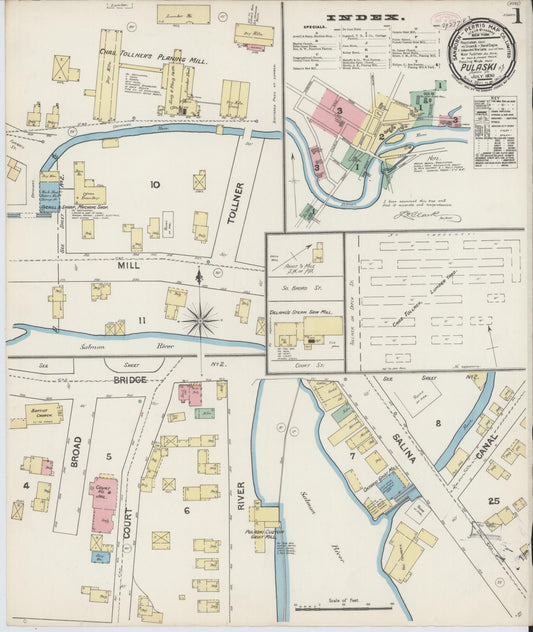 Sanborn Fire Insurance Map from Pulaski, Oswego County, New York (1890), Sheet #0001 - Complete Map Set gallery image, historic Sanborn map, vintage wall art, New York New York