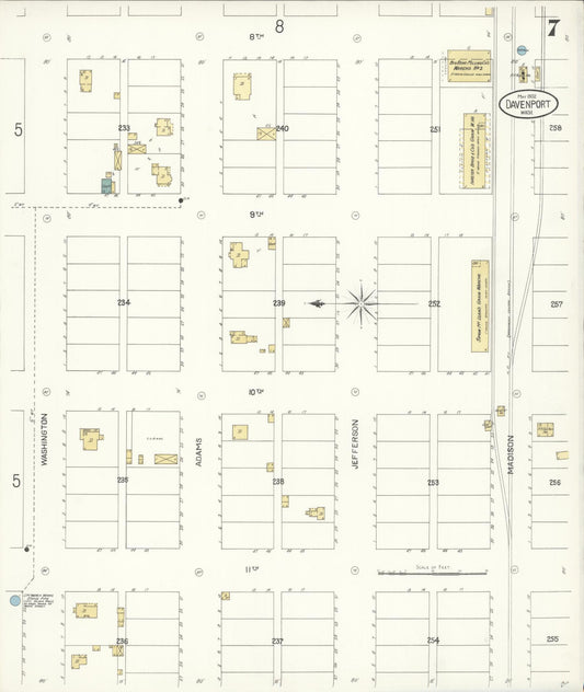 Sanborn Fire Insurance Map from Davenport, Lincoln County, Washington (1902), Sheet #0007 - Historic Sanborn Fire Insurance Map Print, vintage old map wall art, antique decor, genealogy gift, Washington Washington map