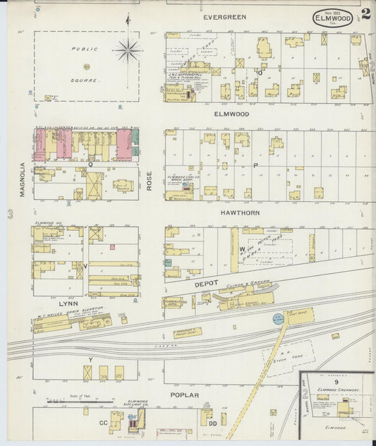 Sanborn Fire Insurance Map from Elmwood, Peoria County, Illinois (1893), Sheet #0002 - Historic Sanborn Fire Insurance Map Print, vintage old map wall art, antique decor, genealogy gift, Illinois Illinois map