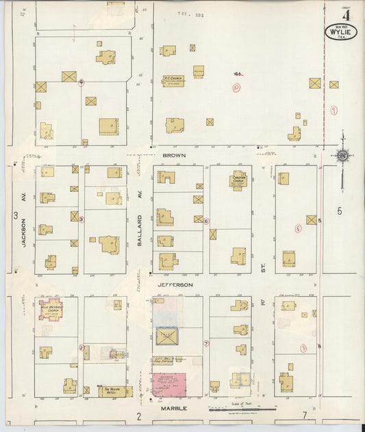 Sanborn Fire Insurance Map from Wylie, Collin County, Texas (1934), Sheet #0004 - Historic Sanborn Fire Insurance Map Print, vintage old map wall art, antique decor, genealogy gift, Texas Texas map