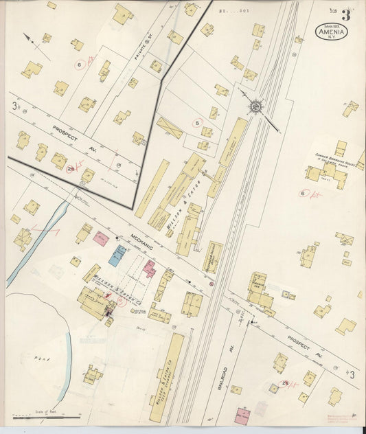 Sanborn Fire Insurance Map from Amenia, Dutchess County, New York (1934), Sheet #0003 - Historic Sanborn Fire Insurance Map Print, vintage old map wall art, antique decor, genealogy gift, New York New York map