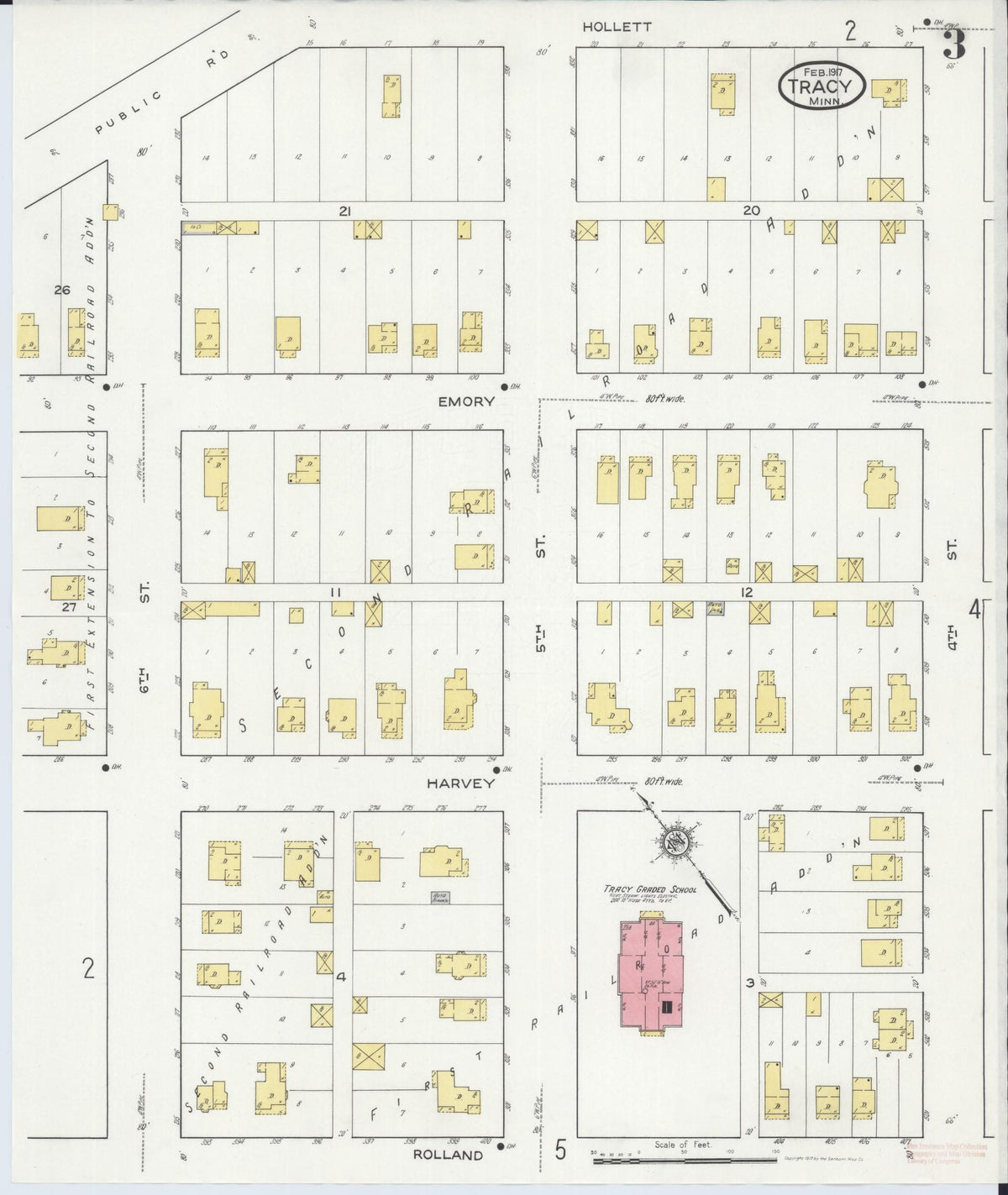 Sanborn Fire Insurance Map from Tracy, Lyon County, Minnesota (1917), Sheet #0003 - Historic Sanborn Fire Insurance Map Print, vintage old map wall art, antique decor, genealogy gift, Minnesota Minnesota map