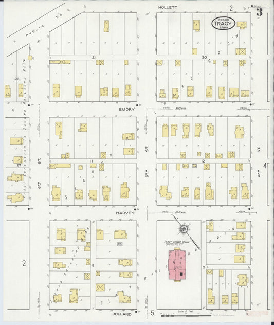 Sanborn Fire Insurance Map from Tracy, Lyon County, Minnesota (1917), Sheet #0003 - Historic Sanborn Fire Insurance Map Print, vintage old map wall art, antique decor, genealogy gift, Minnesota Minnesota map