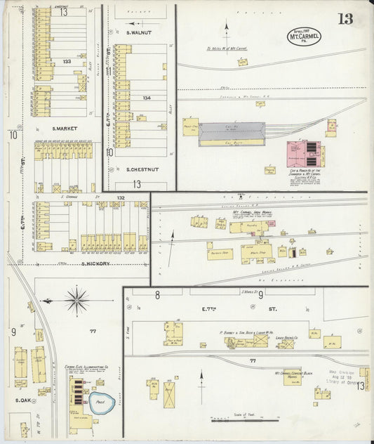 Sanborn Fire Insurance Map from Mount Carmel, Northumberland County, Pennsylvania (1907), Sheet #0013 - Historic Sanborn Fire Insurance Map Print, vintage old map wall art, antique decor, genealogy gift, Pennsylvania Pennsylvania map