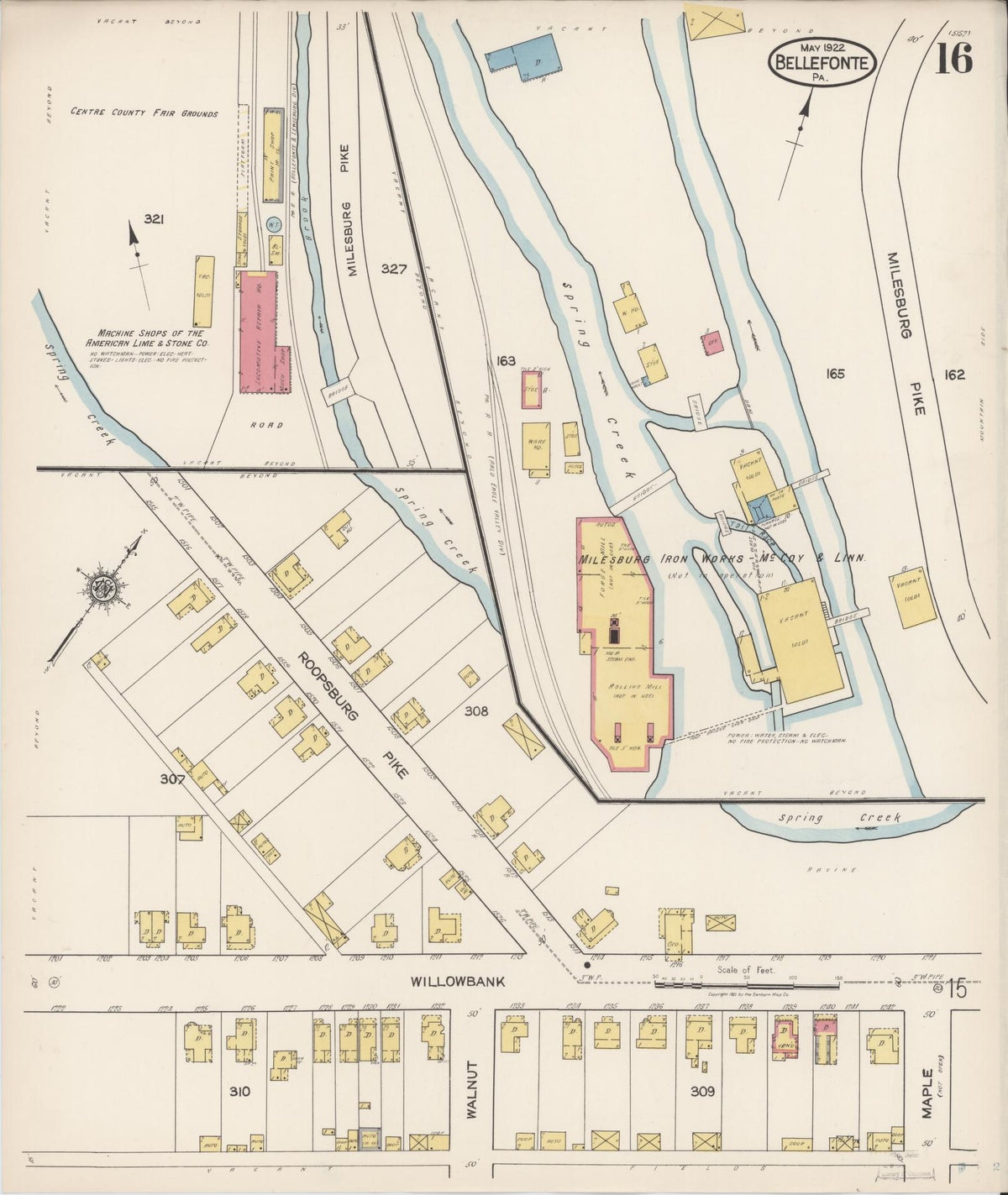 Sanborn Fire Insurance Map from Bellefonte, Centre County, Pennsylvania (1922), Sheet #0016 - Complete Map Set gallery image, historic Sanborn map, vintage wall art, Pennsylvania Pennsylvania