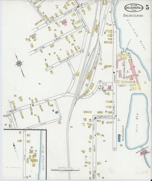 Sanborn Fire Insurance Map from Shelburne Falls, Franklin County, Massachusetts (1919), Sheet #0005 - Historic Sanborn Fire Insurance Map Print, vintage old map wall art, antique decor, genealogy gift, Massachusetts Massachusetts map
