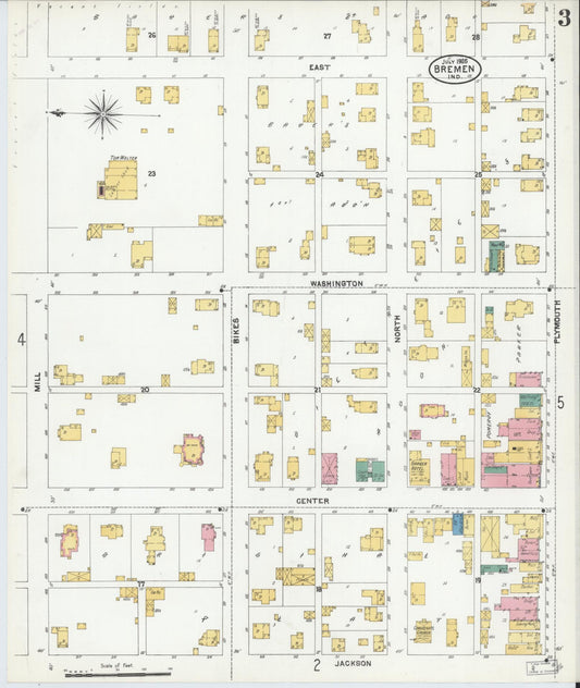 Sanborn Fire Insurance Map from Bremen, Marshall County, Indiana (1905), Sheet #0003 - Historic Sanborn Fire Insurance Map Print, vintage old map wall art, antique decor, genealogy gift, Indiana Indiana map