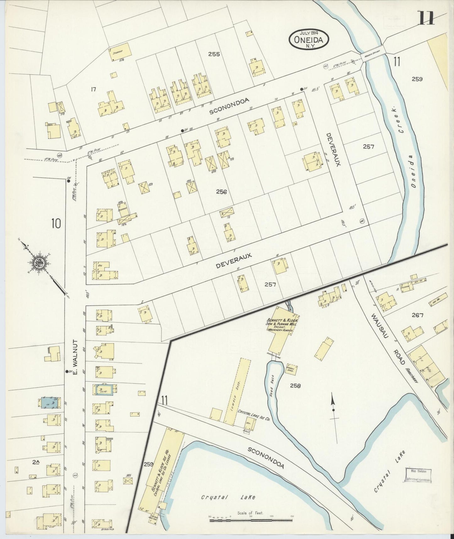 Sanborn Fire Insurance Map from Oneida, Madison County, New York (1914), Sheet #0011 - Complete Map Set gallery image, historic Sanborn map, vintage wall art, New York New York