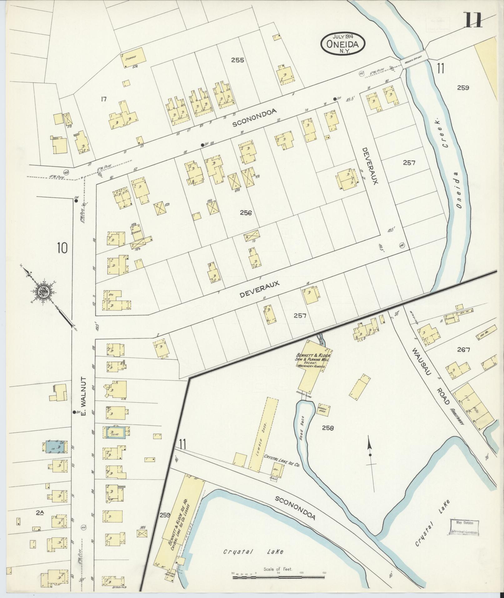 Sanborn Fire Insurance Map from Oneida, Madison County, New York (1914), Sheet #0011 - Complete Map Set gallery image, historic Sanborn map, vintage wall art, New York New York
